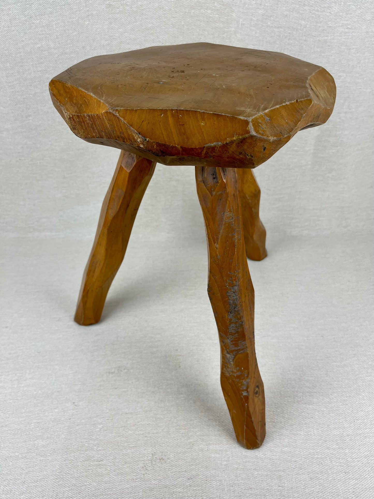 ELM CHIP CARVED STOOL