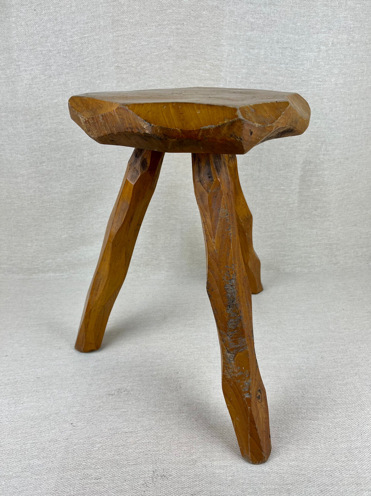 ELM CHIP CARVED STOOL