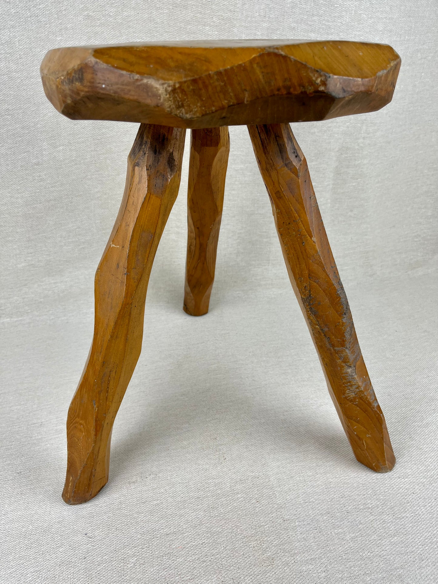 ELM CHIP CARVED STOOL