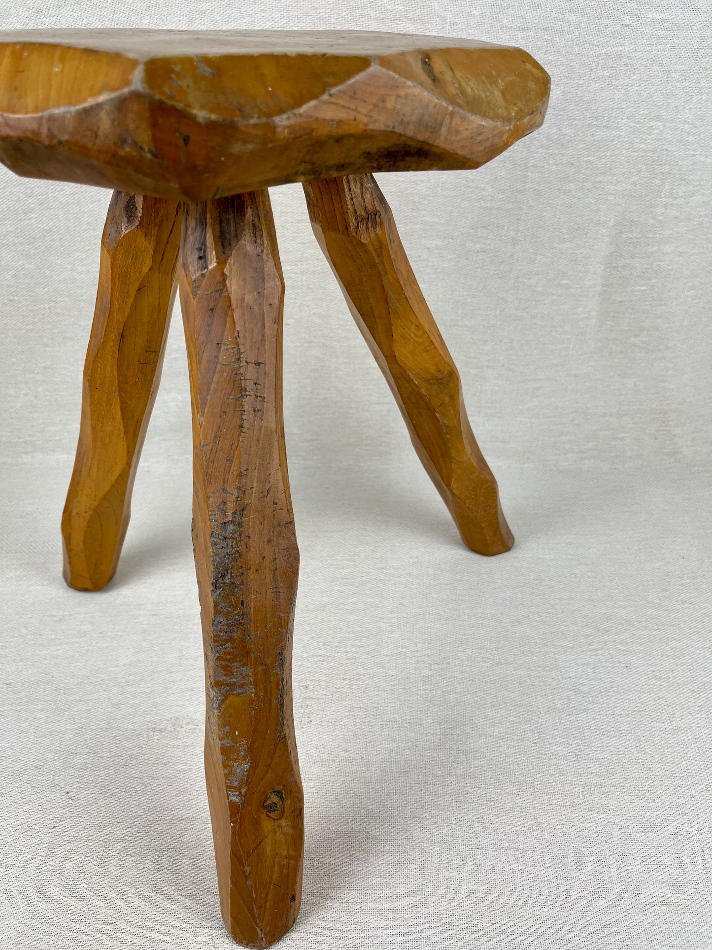 ELM CHIP CARVED STOOL