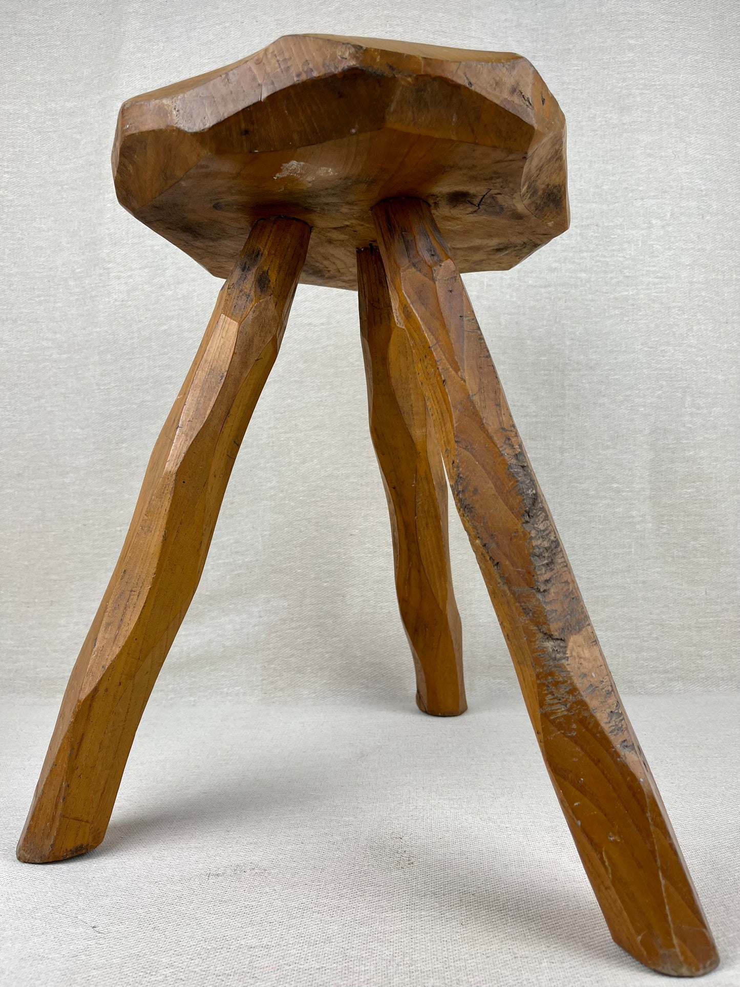 ELM CHIP CARVED STOOL