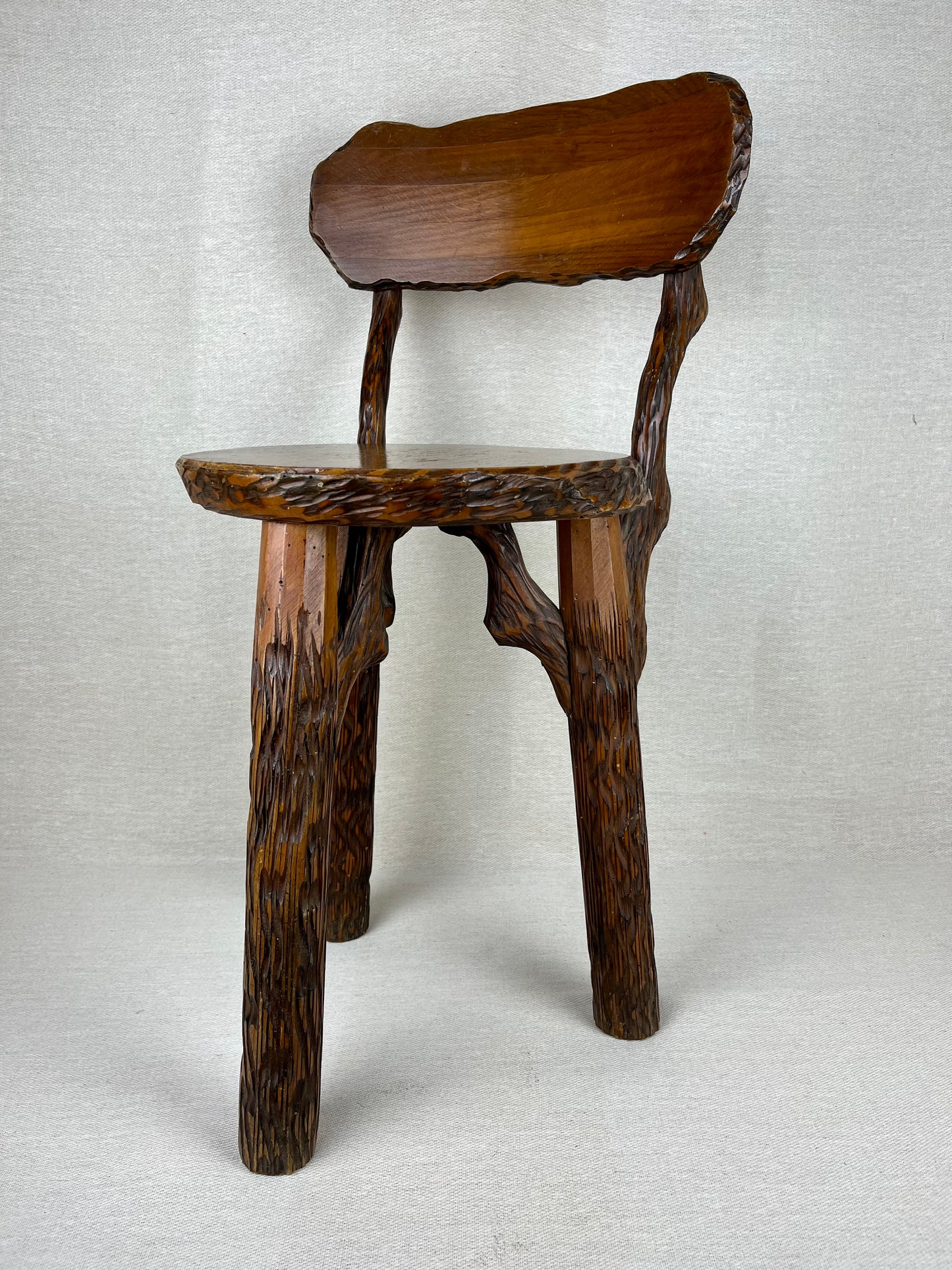 BRUTALIST FRENCH WOODEN CHAIR