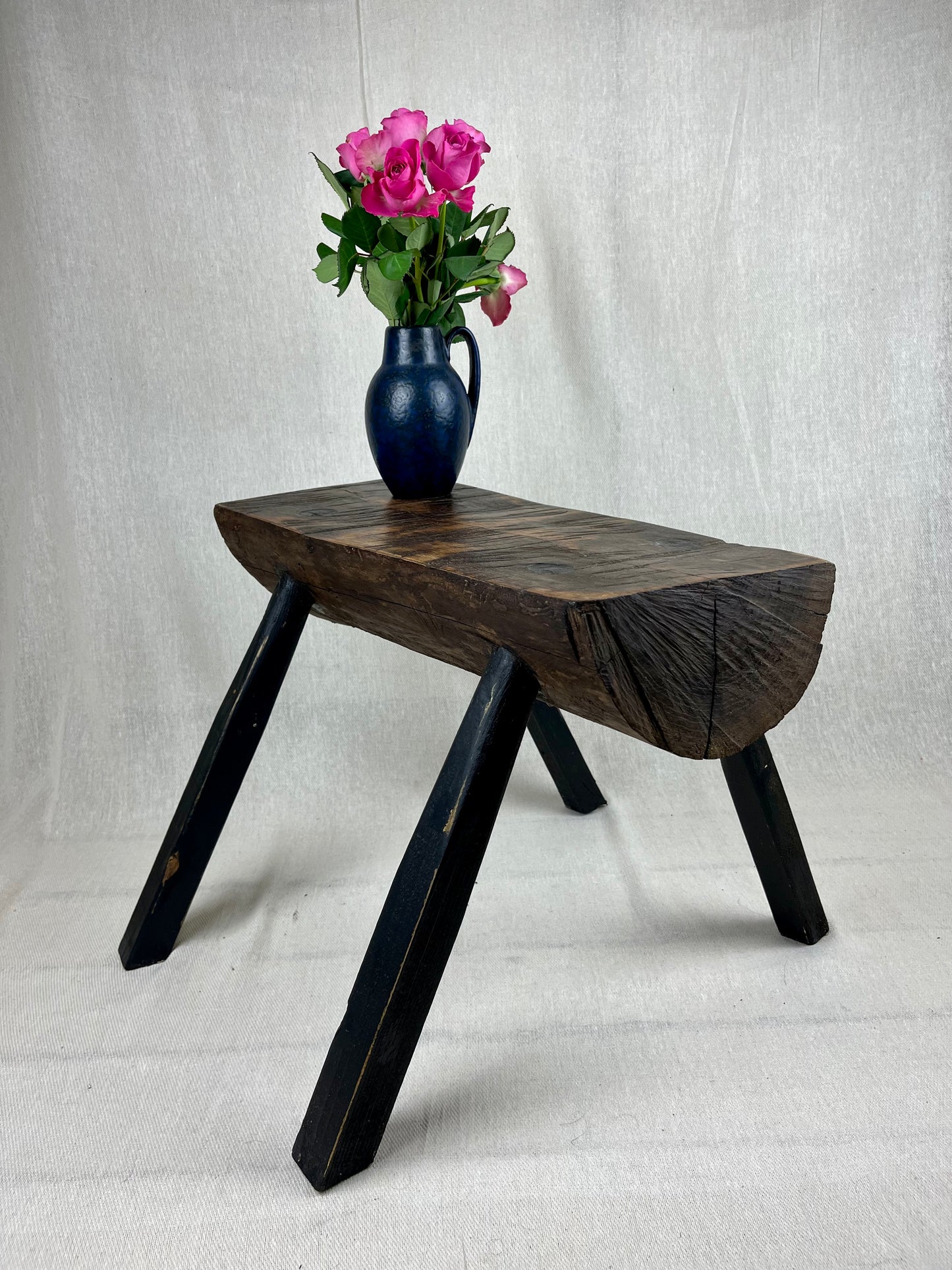 FRENCH BRUTALIST CHOPPING BLOCK STOOL