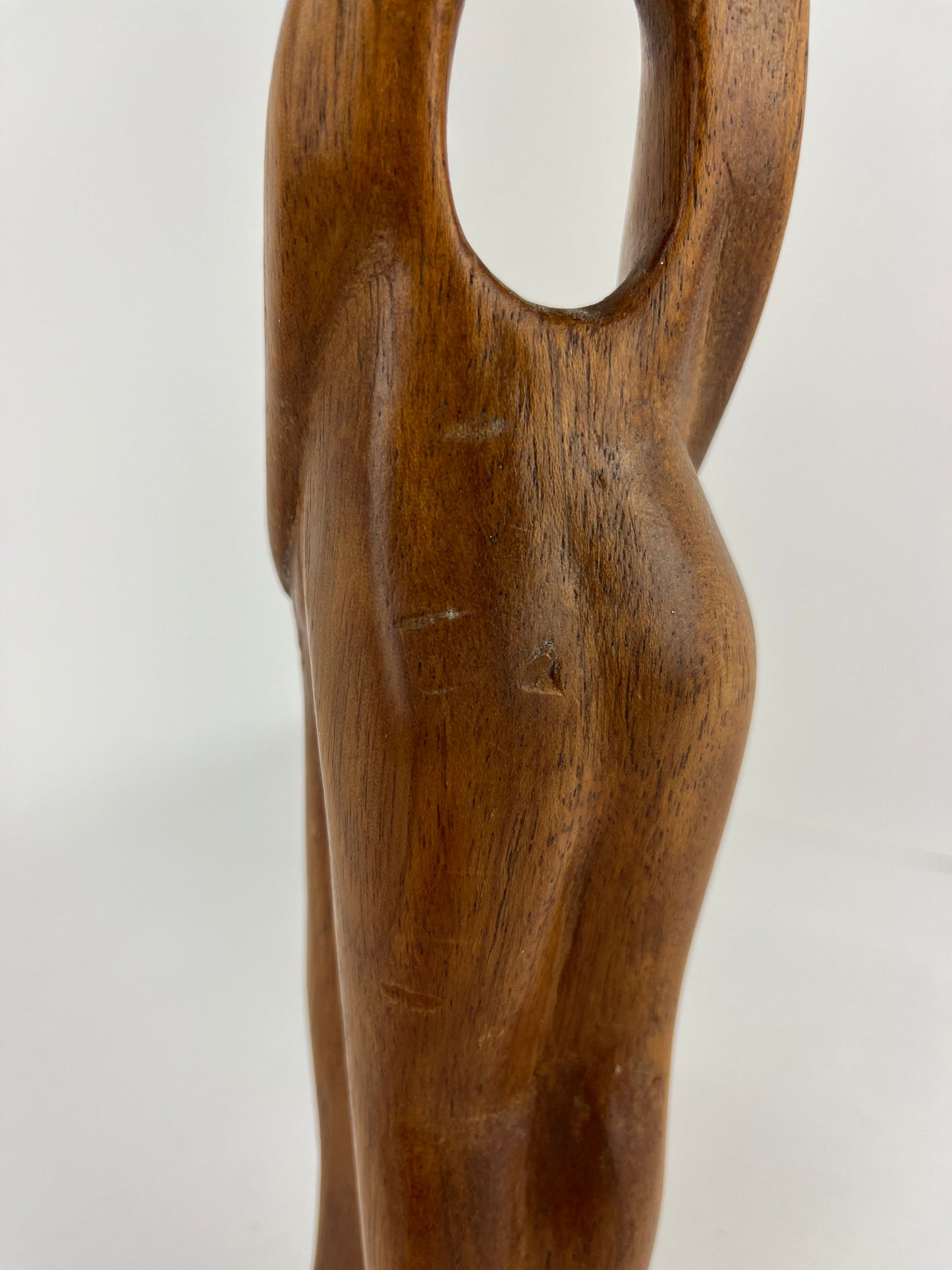 CARVED PARENT AND CHILD WOODEN SCULPTURE