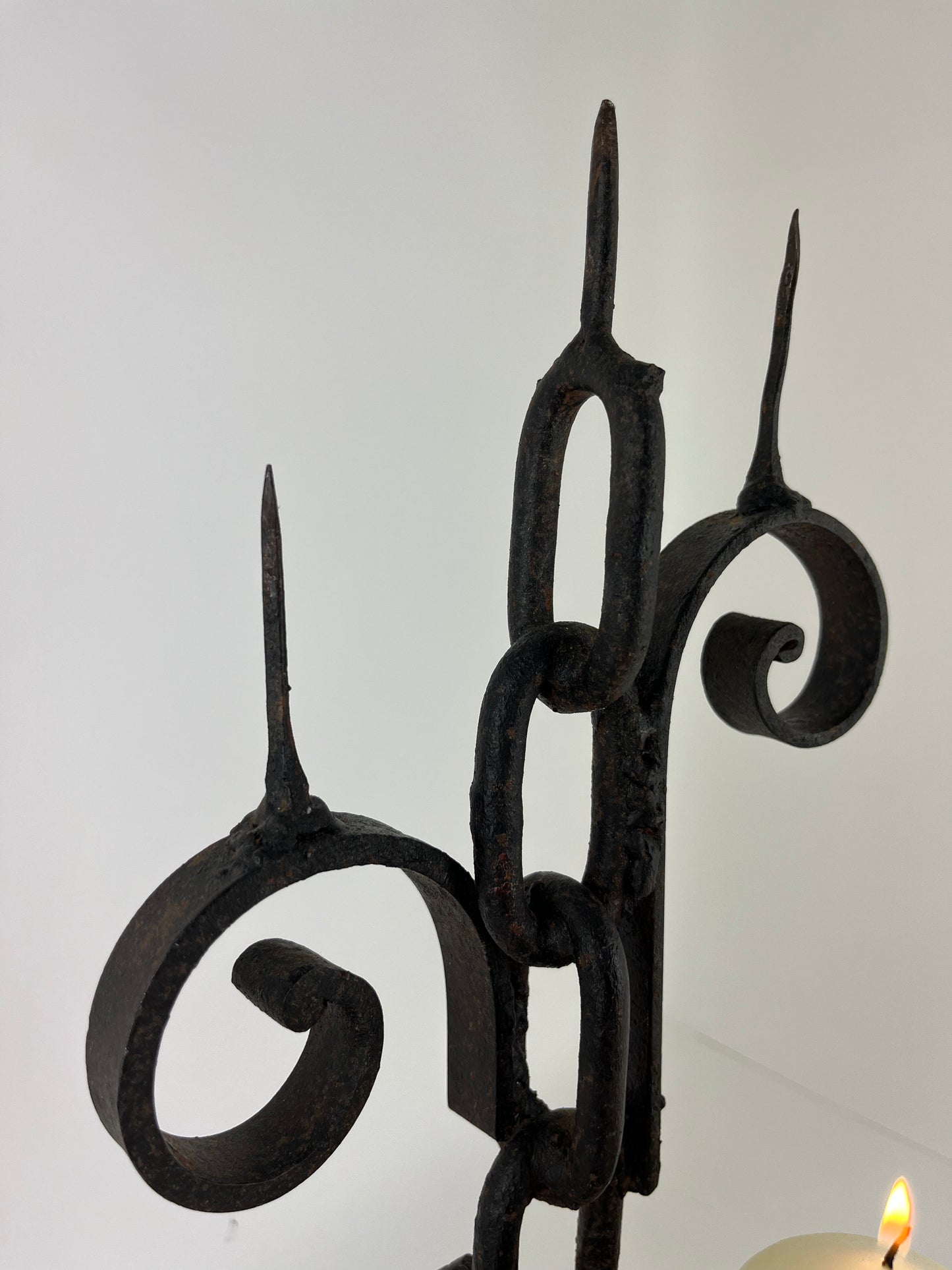 BRUTALIST WROUGHT IRON CANDLE HOLDER